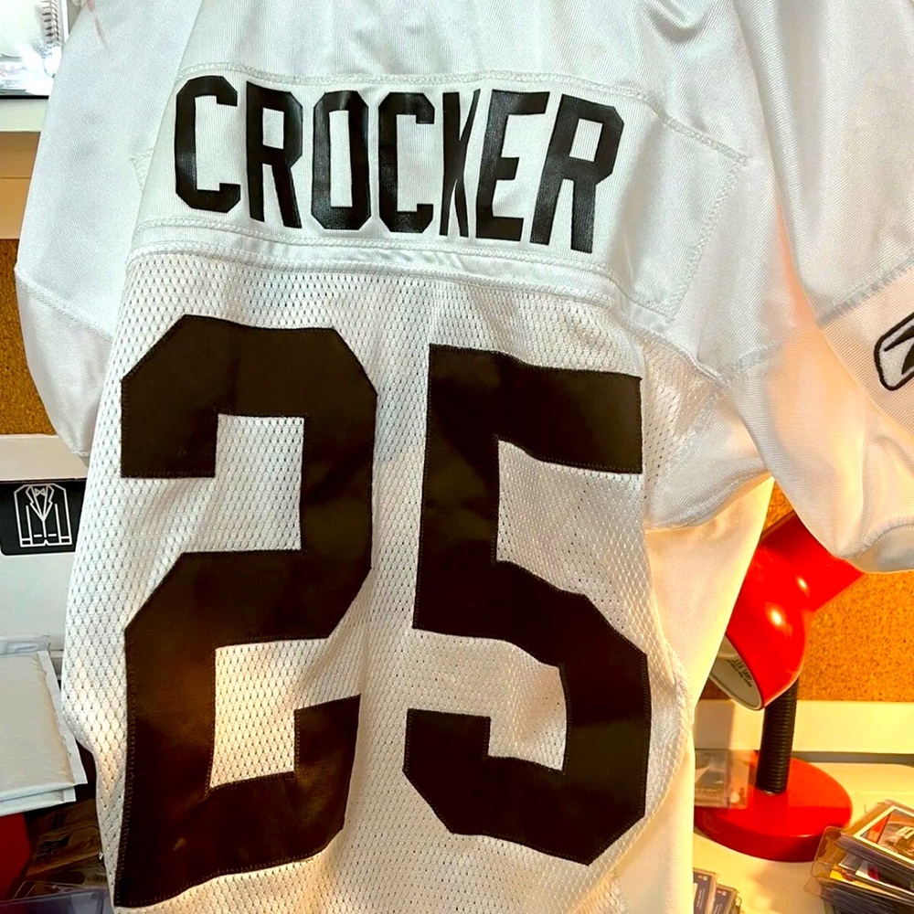 Cleveland Browns 2004 Chris Crocker 25 game used white Reebok jersey Sz 48